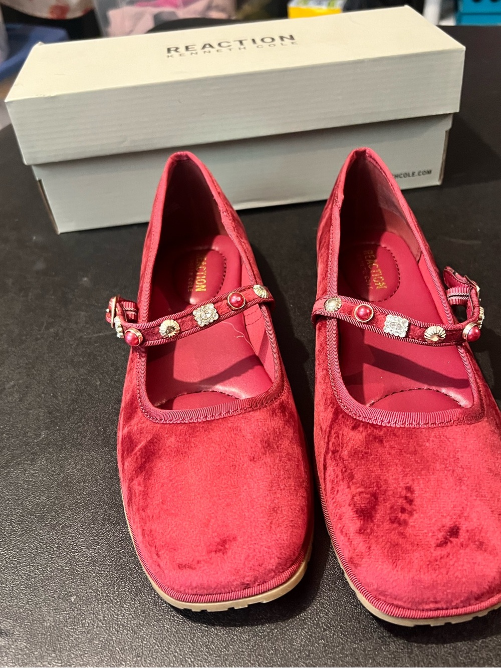 Kenneth Cole Reaction Kids Dark Red Velvet Moccasins